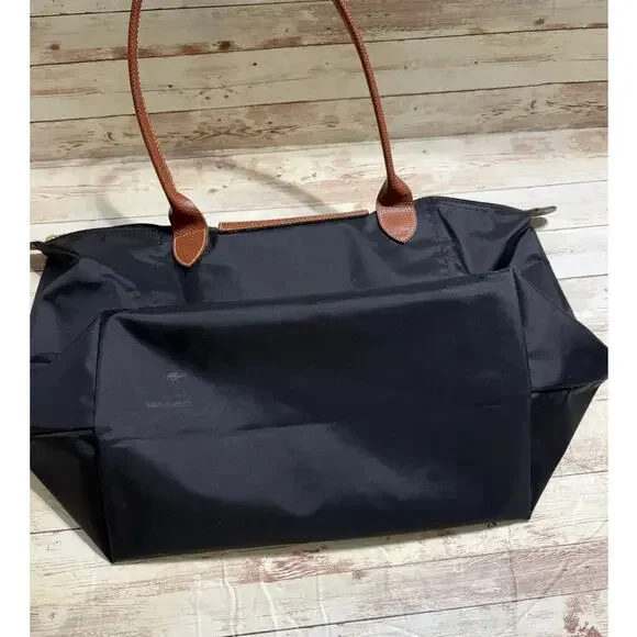 Longchamp Le Pliage Original Large Tote Bag Black L Nylon Leather Classy Trendy - Picture 2 of 6